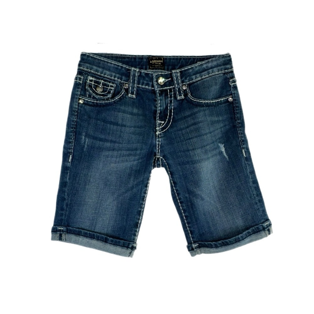 Anoname Heavy Stitch Rhinestone Bling Heidi Bermuda Shorts